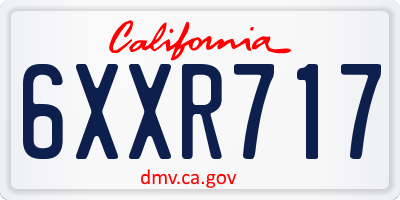 CA license plate 6XXR717