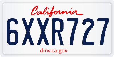 CA license plate 6XXR727