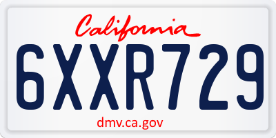 CA license plate 6XXR729