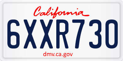 CA license plate 6XXR730
