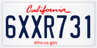 CA license plate 6XXR731