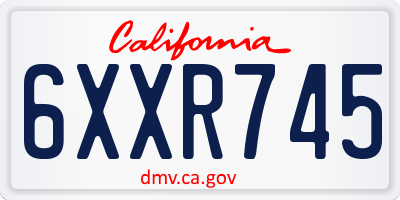 CA license plate 6XXR745