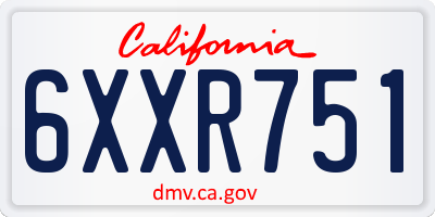 CA license plate 6XXR751