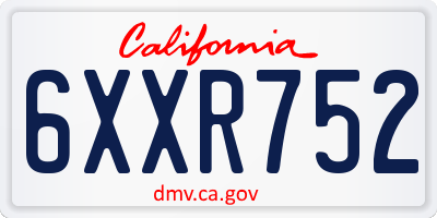 CA license plate 6XXR752