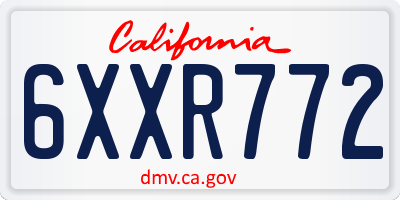 CA license plate 6XXR772