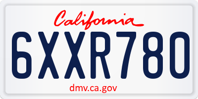 CA license plate 6XXR780