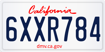 CA license plate 6XXR784