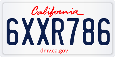 CA license plate 6XXR786