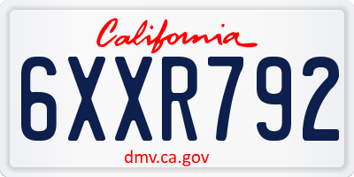 CA license plate 6XXR792