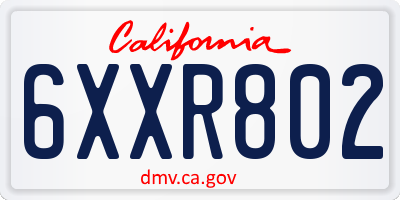 CA license plate 6XXR802