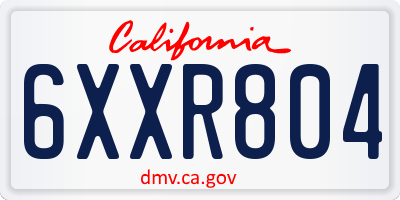 CA license plate 6XXR804