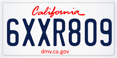 CA license plate 6XXR809