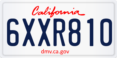 CA license plate 6XXR810