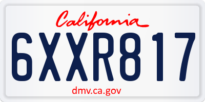 CA license plate 6XXR817