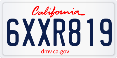 CA license plate 6XXR819