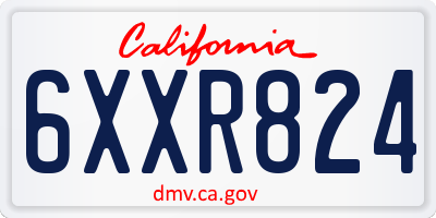 CA license plate 6XXR824