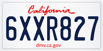 CA license plate 6XXR827