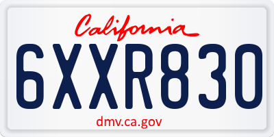 CA license plate 6XXR830