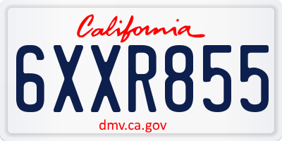CA license plate 6XXR855