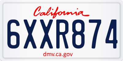 CA license plate 6XXR874