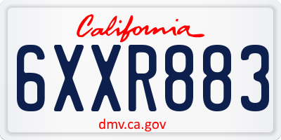 CA license plate 6XXR883