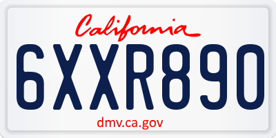 CA license plate 6XXR890