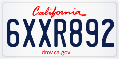CA license plate 6XXR892