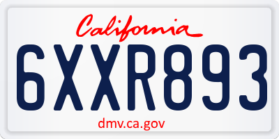 CA license plate 6XXR893