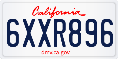 CA license plate 6XXR896