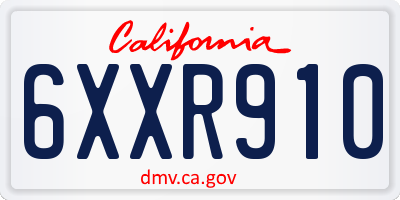 CA license plate 6XXR910