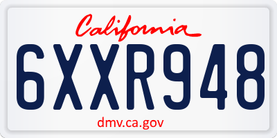 CA license plate 6XXR948