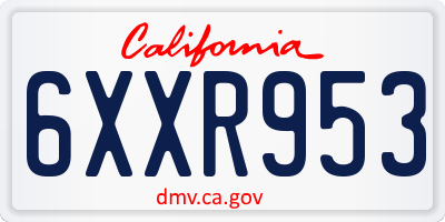 CA license plate 6XXR953