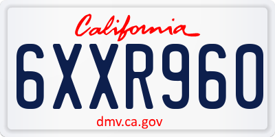 CA license plate 6XXR960