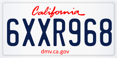 CA license plate 6XXR968