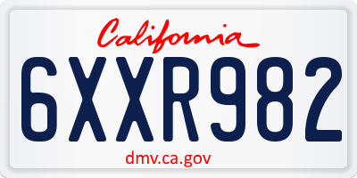 CA license plate 6XXR982
