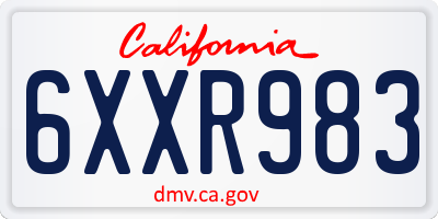 CA license plate 6XXR983