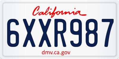 CA license plate 6XXR987