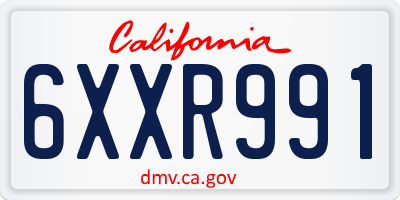 CA license plate 6XXR991