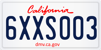 CA license plate 6XXS003