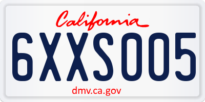 CA license plate 6XXS005