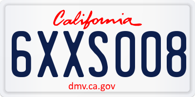 CA license plate 6XXS008