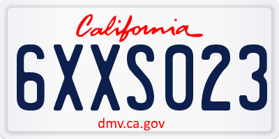 CA license plate 6XXS023