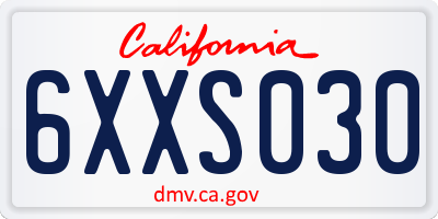 CA license plate 6XXS030