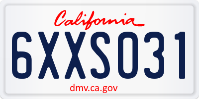CA license plate 6XXS031