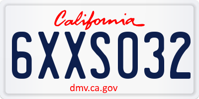 CA license plate 6XXS032