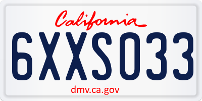 CA license plate 6XXS033