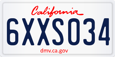 CA license plate 6XXS034