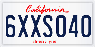 CA license plate 6XXS040