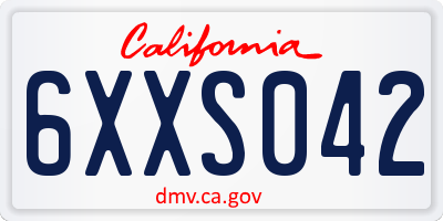 CA license plate 6XXS042
