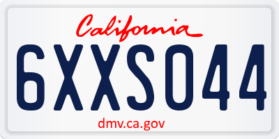 CA license plate 6XXS044